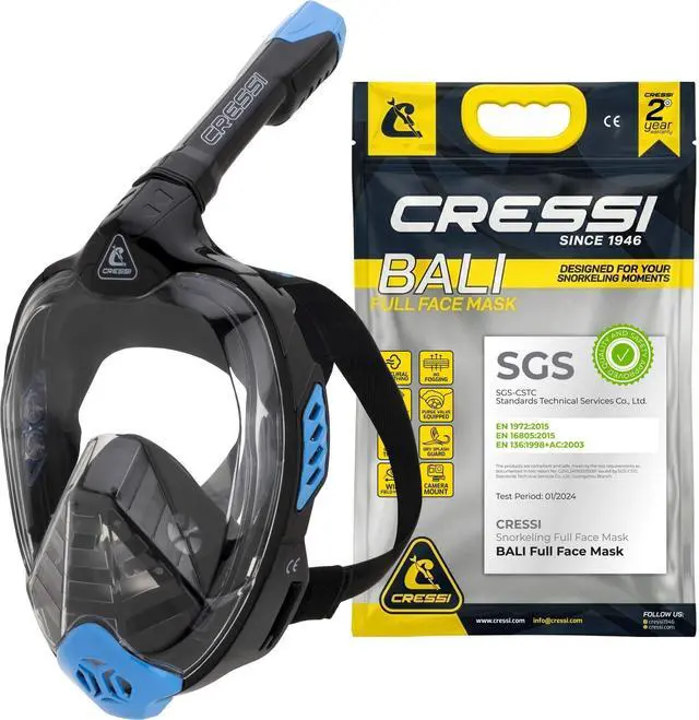 Main image of Adult Snorkeling Full Face Mask - Wide Clear View, Anti-Fog System - Easy Breathing: Safety First - Bali: Designed in Italy