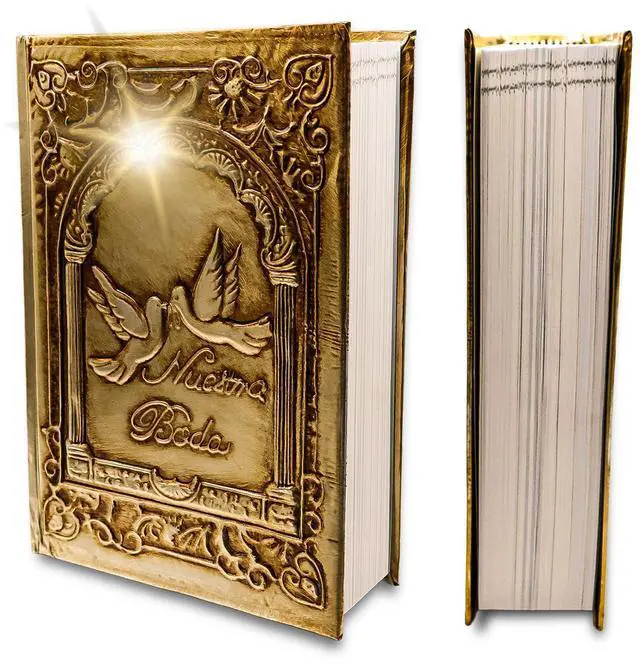 Main image of Biblia catolica en español para boda Metalic Beautiful Cover for Wedding Bible - Spanish Bible Large Print - biblia para boda - La biblia en español letra Grande - biblia y Rosario para boda catolica