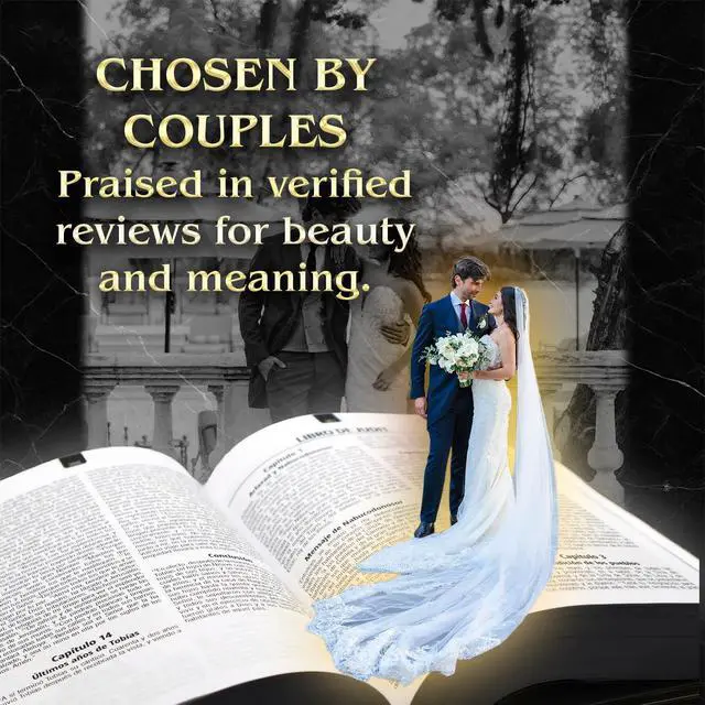 Alt view image 4 of 7 - Biblia catolica en español para boda Metalic Beautiful Cover for Wedding Bible - Spanish Bible Large Print - biblia para boda - La biblia en español letra Grande - biblia y Rosario para boda catolica