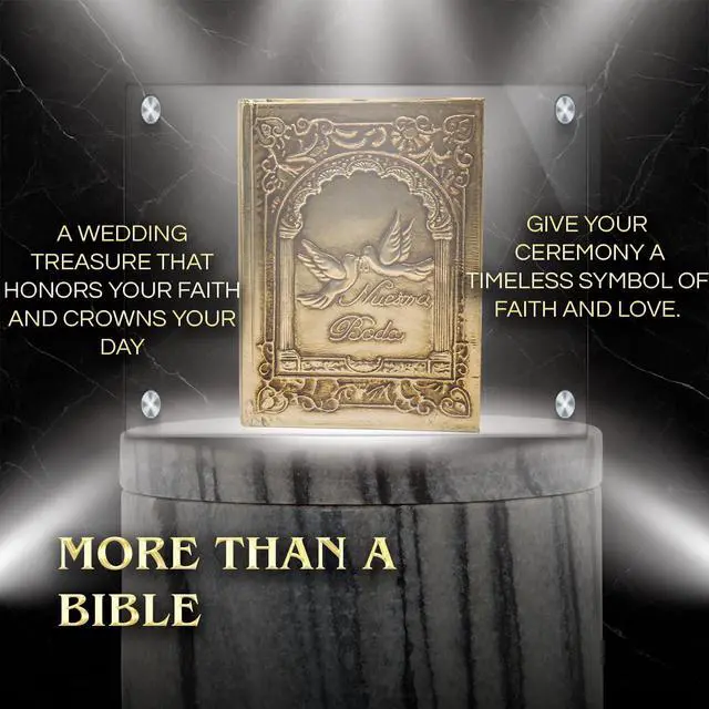 Alt view image 5 of 7 - Biblia catolica en español para boda Metalic Beautiful Cover for Wedding Bible - Spanish Bible Large Print - biblia para boda - La biblia en español letra Grande - biblia y Rosario para boda catolica