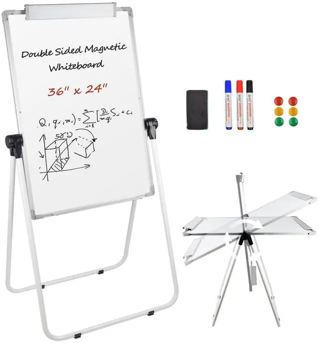 Main image of Stand White Board - 36 x 24 Inch Double Sided Magnetic Dry Erase Board with Stand Height Adjustable, 3' x 2' Flip Chart Easel Stand Portable(White)