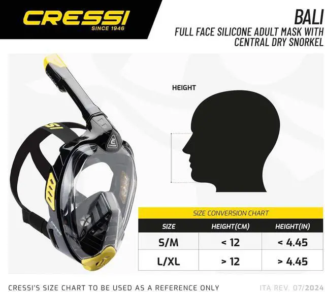 Alt view image 5 of 7 - Adult Snorkeling Full Face Mask - Wide Clear View, Anti-Fog System - Easy Breathing: Safety First - Bali: Designed in Italy