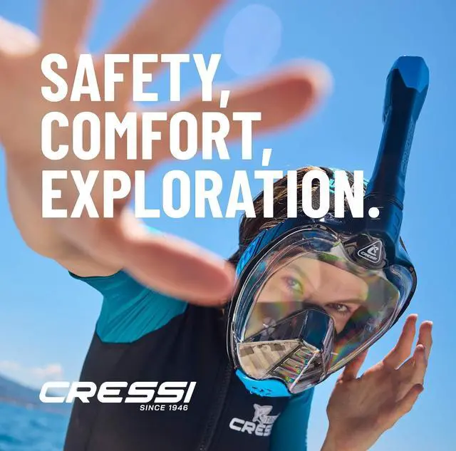 Alt view image 7 of 7 - Adult Snorkeling Full Face Mask - Wide Clear View, Anti-Fog System - Easy Breathing: Safety First - Bali: Designed in Italy