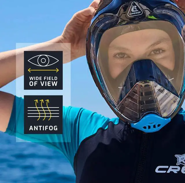Alt view image 6 of 7 - Adult Snorkeling Full Face Mask - Wide Clear View, Anti-Fog System - Easy Breathing: Safety First - Bali: Designed in Italy