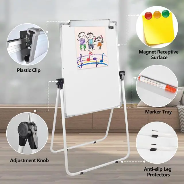 Alt view image 4 of 7 - Stand White Board - 36 x 24 Inch Double Sided Magnetic Dry Erase Board with Stand Height Adjustable, 3' x 2' Flip Chart Easel Stand Portable(White)