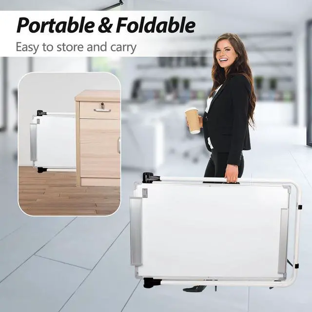 Alt view image 6 of 7 - Stand White Board - 36 x 24 Inch Double Sided Magnetic Dry Erase Board with Stand Height Adjustable, 3' x 2' Flip Chart Easel Stand Portable(White)