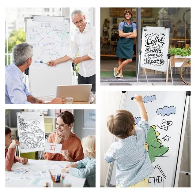 Alt view image 7 of 7 - Stand White Board - 36 x 24 Inch Double Sided Magnetic Dry Erase Board with Stand Height Adjustable, 3' x 2' Flip Chart Easel Stand Portable(White)
