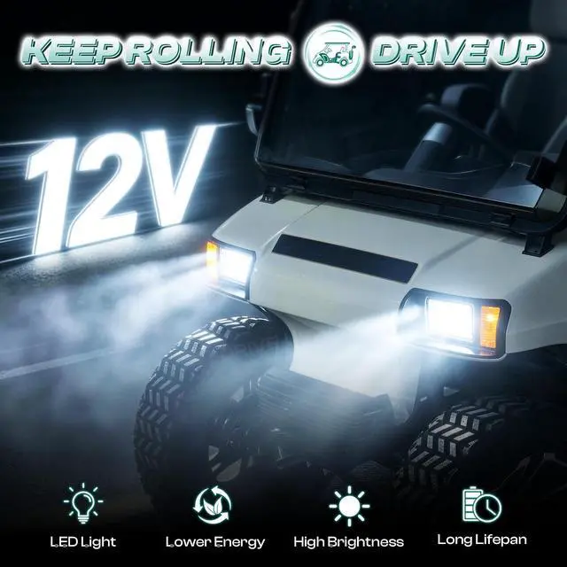 Alt view image 2 of 7 - Club Car DS Led Light Kit, Golf Cart Led Lights for Club Car DS 1993-Up Gas and Electric Golf Carts, Factory Style Headlight and Tail Light Assembly OEM 101988002 101988001