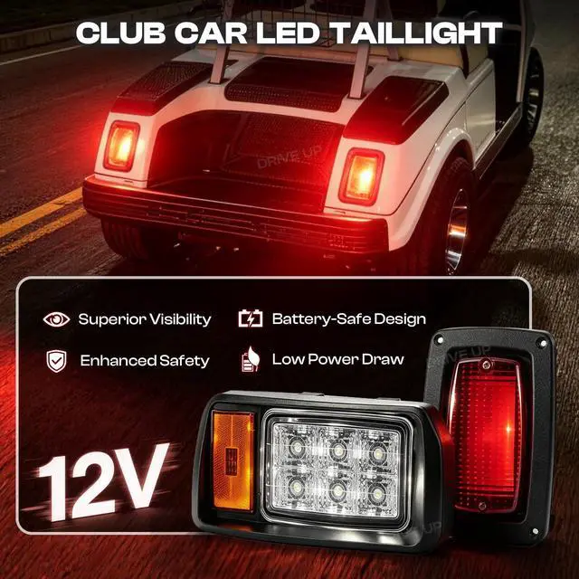 Alt view image 7 of 7 - Club Car DS Led Light Kit, Golf Cart Led Lights for Club Car DS 1993-Up Gas and Electric Golf Carts, Factory Style Headlight and Tail Light Assembly OEM 101988002 101988001