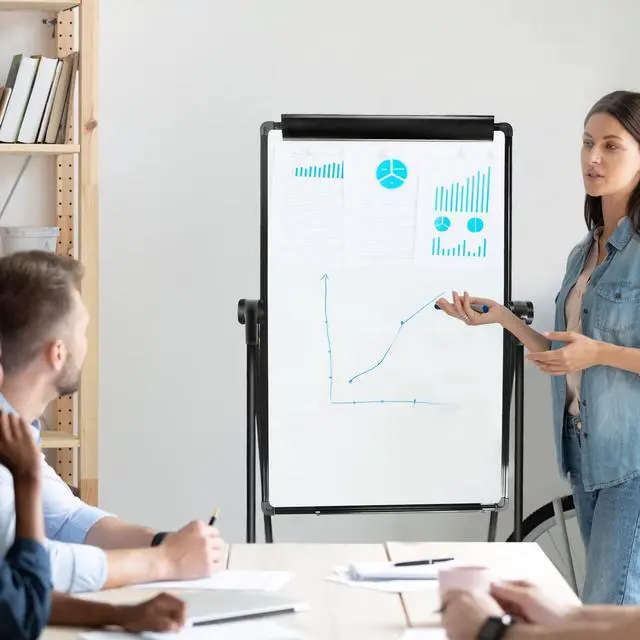 Alt view image 7 of 7 - White Board Easel Office Portable Dry Erase Boards with Stand, Flipchart Easel Height Adjustable 36x24 inches, Perfect for Classroom, Preschool, Homeschool, Restaurant and Presentation (Black)