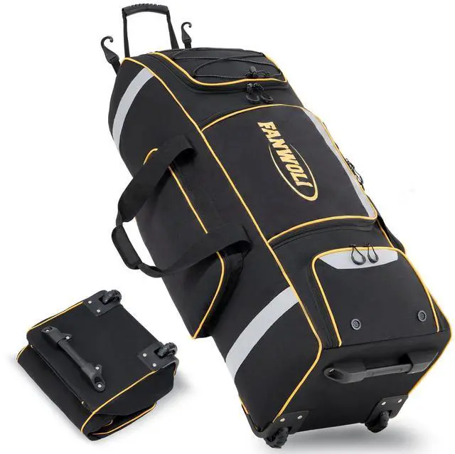 Main image of 81L Rolling Baseball Bag with Wheels, Softball Catchers Gear Bags for 4 Bats (Fits Up To 34"), Separate Shoe Compartment, Safety Reflective Strip, Fence Hook, Foldable T-Bag for Youth & Adult