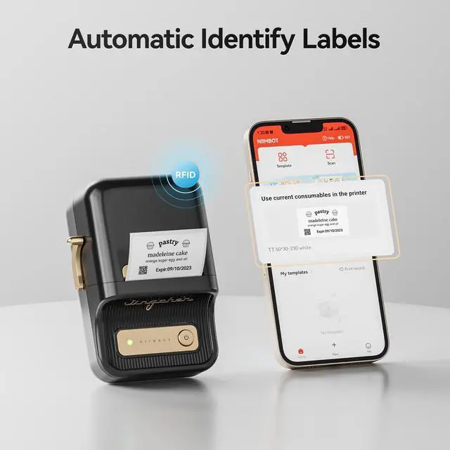 Alt view image 7 of 7 - B21 Label Maker Machine with Tape, 2Inch Portable Labeler, Black | Thermal Sticker Printer for Gift Jar Candle Address Labels for Home Office Business Organization, Supports Mobile & PC