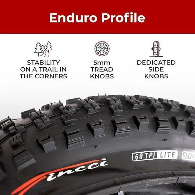 Alt view image 4 of 7 - 29 x 2.25 Mountain Bike Tires - Foldable Tyre 57-622 with 1mm Anti Puncture | Folding 29 inch Bicycle Tyres, Accessories for Mountain, Enduro, Gravel and MTB Bikes, Front and Rear Replacement