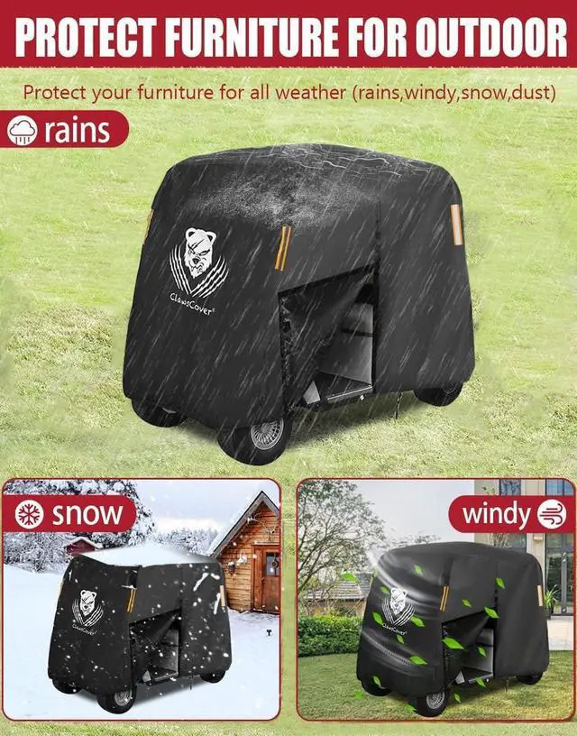 Alt view image 5 of 7 - Golf Cart Cover 2/4/6 Passenger Golf Cart Covers Extended Roof Waterproof Outdoor,Durable Weatherproof,Compatible with Club Car, EZGO, Yamaha, Cushman, Evolution, Star,Tomberlin