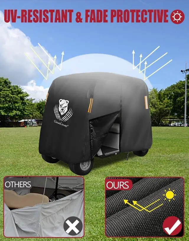 Alt view image 7 of 7 - Golf Cart Cover 2/4/6 Passenger Golf Cart Covers Extended Roof Waterproof Outdoor,Durable Weatherproof,Compatible with Club Car, EZGO, Yamaha, Cushman, Evolution, Star,Tomberlin