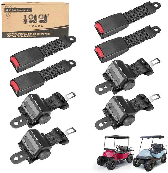 Main image of 4PCS Universal Retractable Golf Cart Seat Belt Kit for Yamaha, EZGO, Club Car, Fits Front Rear Seat (Not Include Bracket)