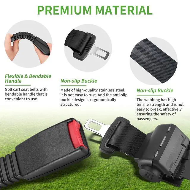 Alt view image 4 of 7 - 4PCS Universal Retractable Golf Cart Seat Belt Kit for Yamaha, EZGO, Club Car, Fits Front Rear Seat (Not Include Bracket)