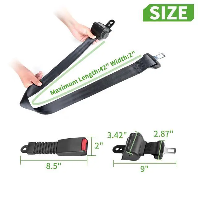 Alt view image 7 of 7 - 4PCS Universal Retractable Golf Cart Seat Belt Kit for Yamaha, EZGO, Club Car, Fits Front Rear Seat (Not Include Bracket)