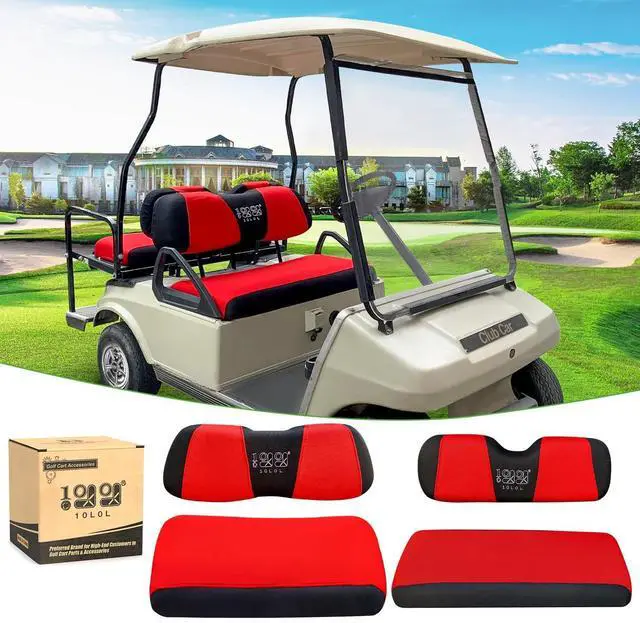 Main image of Golf Cart Front Rear Seat Cover Set for EZGO TXT RXV & Club Car DS 2000-up(Flat Backrest), Made w/ 3D Air Mesh Polyester Fabric Breathable Washable