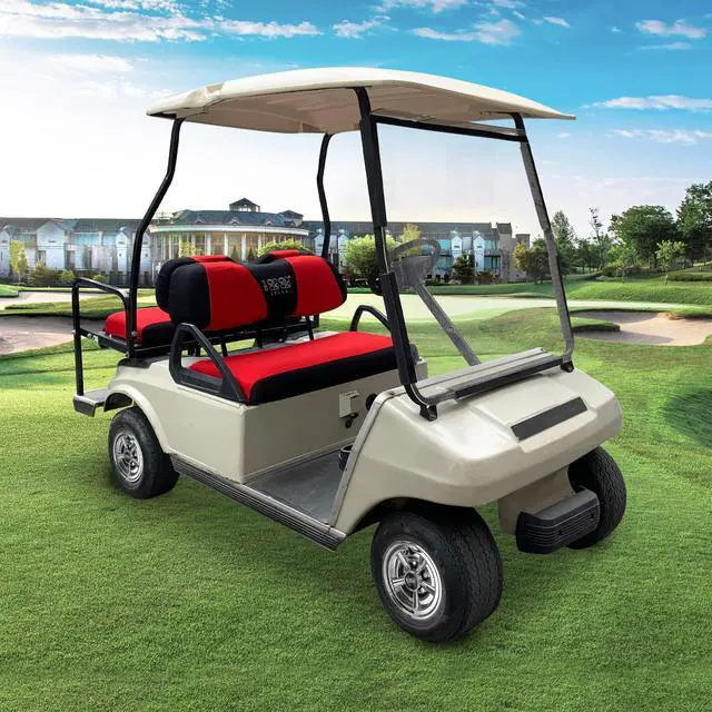 Alt view image 2 of 7 - Golf Cart Front Rear Seat Cover Set for EZGO TXT RXV & Club Car DS 2000-up(Flat Backrest), Made w/ 3D Air Mesh Polyester Fabric Breathable Washable