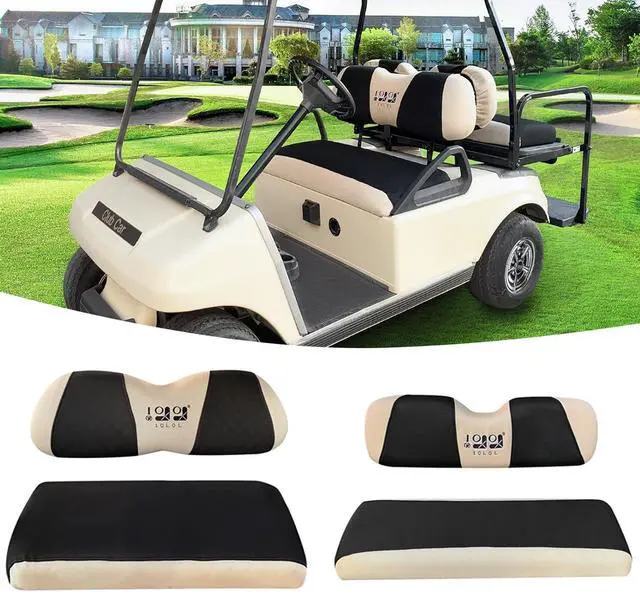 Main image of Golf Cart Front Rear Seat Cover Set for EZGO TXT RXV & Club Car DS 2000-up(Flat Backrest), Made w/ 3D Air Mesh Polyester Fabric Breathable Washable