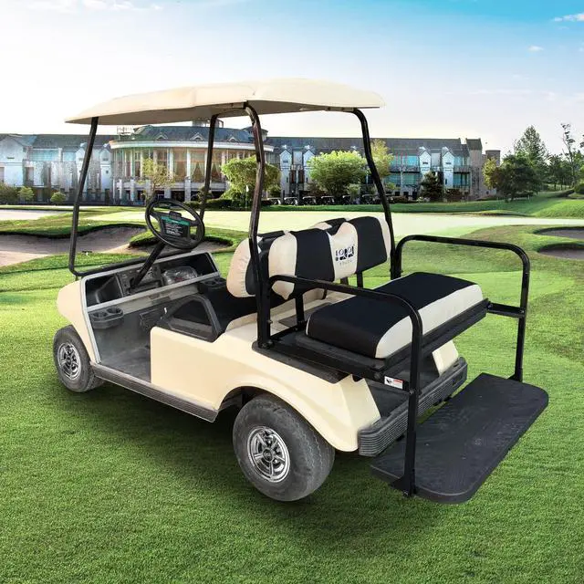 Alt view image 3 of 7 - Golf Cart Front Rear Seat Cover Set for EZGO TXT RXV & Club Car DS 2000-up(Flat Backrest), Made w/ 3D Air Mesh Polyester Fabric Breathable Washable