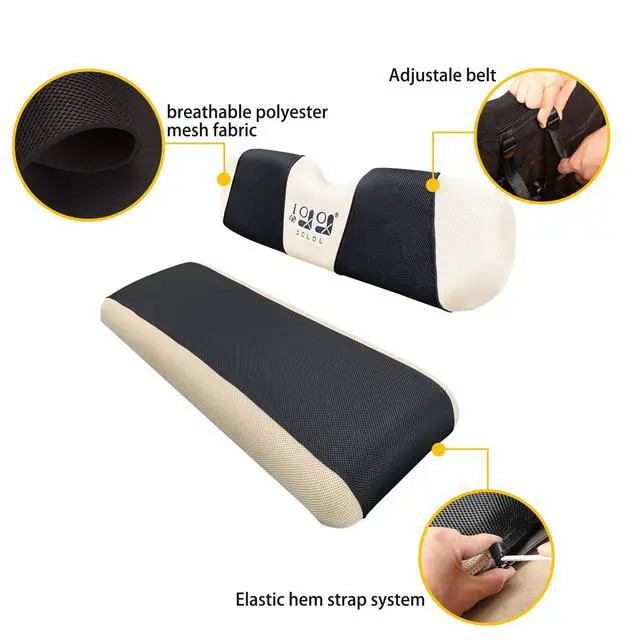 Alt view image 5 of 7 - Golf Cart Front Rear Seat Cover Set for EZGO TXT RXV & Club Car DS 2000-up(Flat Backrest), Made w/ 3D Air Mesh Polyester Fabric Breathable Washable