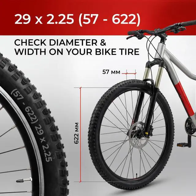 Alt view image 2 of 7 - Set 29x2.25 Mountain Bike Tire & Tubes Schrader/Presta - Foldable 57-622 | Folding 29 inch Bicycle Tyres, Accessories for Mountain, Enduro and MTB Bikes, Front and Rear Replacement, 1mm Anti Puncture