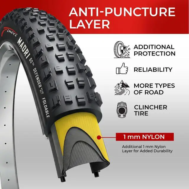 Alt view image 3 of 7 - Set 29x2.25 Mountain Bike Tire & Tubes Schrader/Presta - Foldable 57-622 | Folding 29 inch Bicycle Tyres, Accessories for Mountain, Enduro and MTB Bikes, Front and Rear Replacement, 1mm Anti Puncture