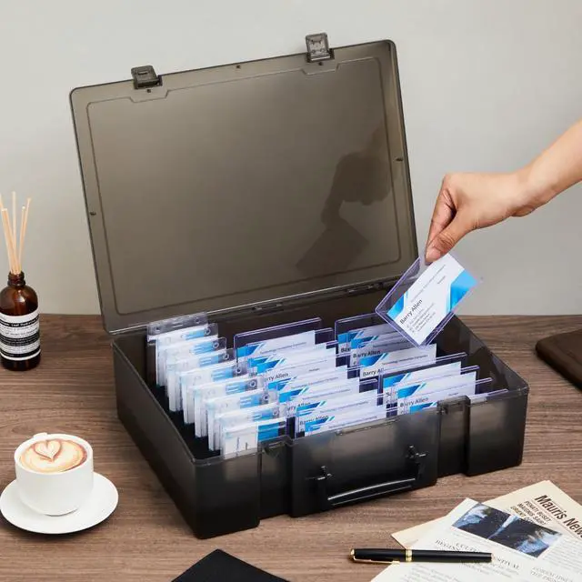Alt view image 4 of 7 - 2 Pcs Name Tag Holder with Case, Foam Name Badge Storage Tray Holds 48 Badges ID Badge Tray Organizer for Desk Classroom Office School, 14 x 10.6 x 4 in (Black)