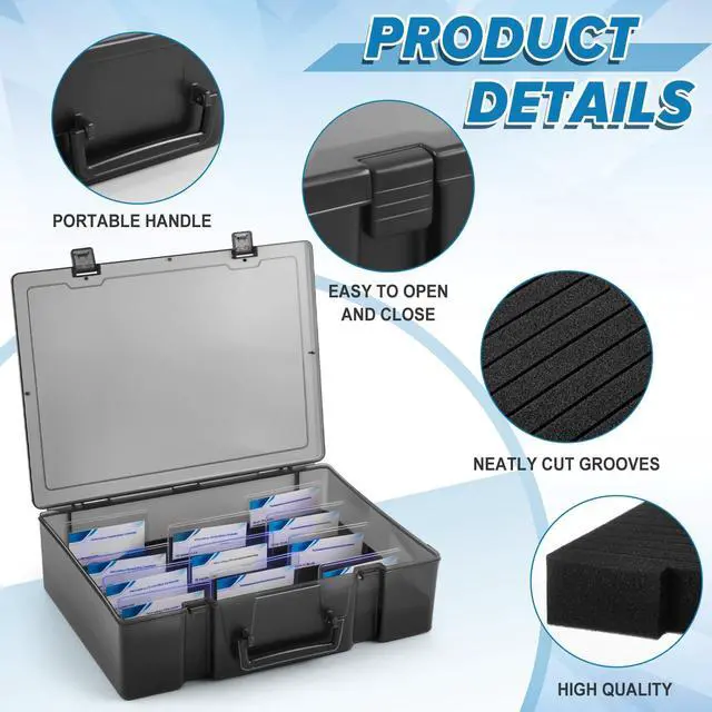 Alt view image 3 of 7 - 2 Pcs Name Tag Holder with Case, Foam Name Badge Storage Tray Holds 48 Badges ID Badge Tray Organizer for Desk Classroom Office School, 14 x 10.6 x 4 in (Black)