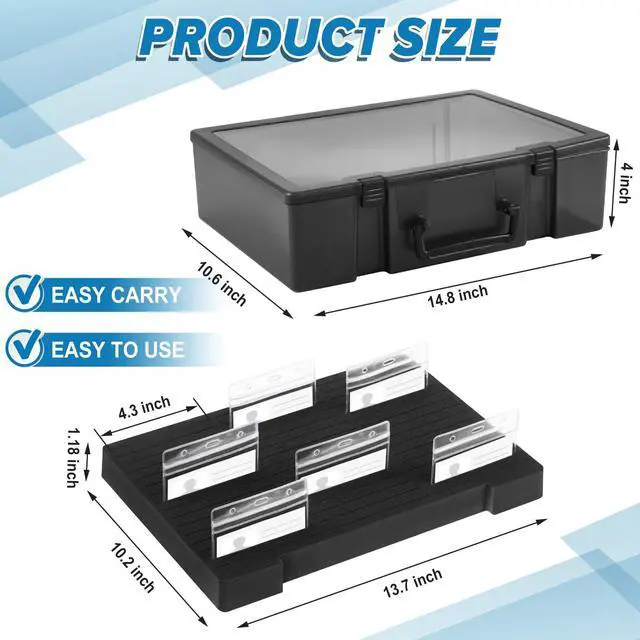 Alt view image 2 of 7 - 2 Pcs Name Tag Holder with Case, Foam Name Badge Storage Tray Holds 48 Badges ID Badge Tray Organizer for Desk Classroom Office School, 14 x 10.6 x 4 in (Black)