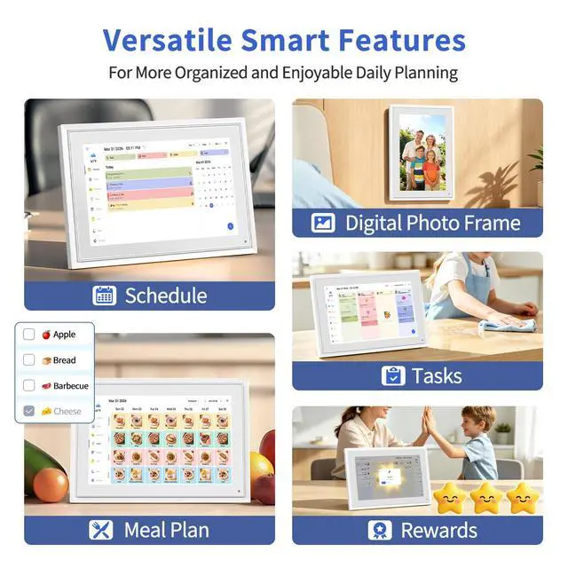 Alt view image 3 of 7 - Digital Calendar, 10.1 Inch Smart Digital Wall Planners for Family Schedules, Touchscreen Interactive Chore Chart Display, Smart Family Organizer, Meal Planner, Best Gifts for Women Men