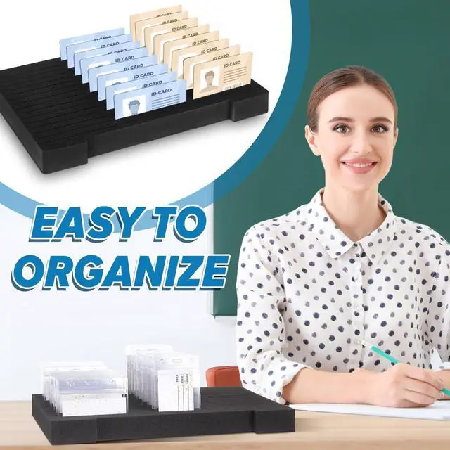 Alt view image 6 of 7 - 2 Pcs Name Tag Holder with Case, Foam Name Badge Storage Tray Holds 48 Badges ID Badge Tray Organizer for Desk Classroom Office School, 14 x 10.6 x 4 in (Black)