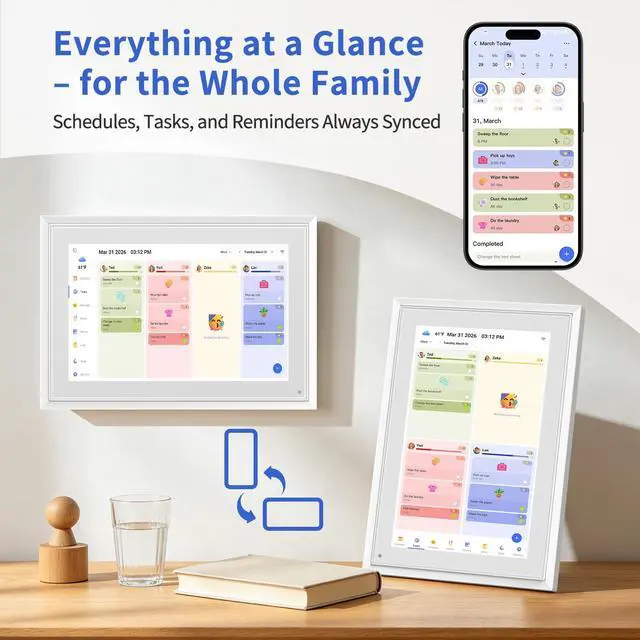 Alt view image 6 of 7 - Digital Calendar, 10.1 Inch Smart Digital Wall Planners for Family Schedules, Touchscreen Interactive Chore Chart Display, Smart Family Organizer, Meal Planner, Best Gifts for Women Men