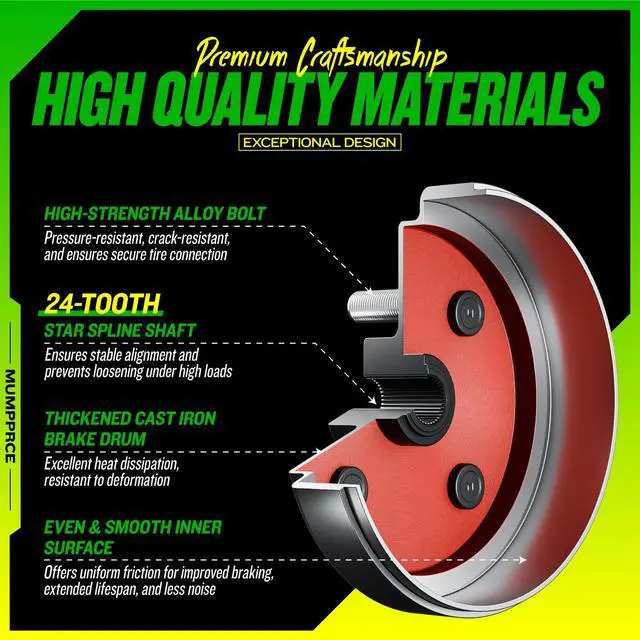 Alt view image 2 of 7 - 2 pcs Golf Cart Brake Drum Hub Assembly, EZGO Brake Drum Hub Assembly for EZGO TXT PDS 1982-up Electric & 1982-1993 2-Cycle Gas Models OEM #19186G1P, Durable, Replacement Part