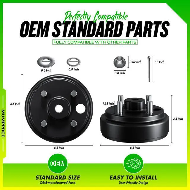 Alt view image 4 of 7 - 2 pcs Golf Cart Brake Drum Hub Assembly, EZGO Brake Drum Hub Assembly for EZGO TXT PDS 1982-up Electric & 1982-1993 2-Cycle Gas Models OEM #19186G1P, Durable, Replacement Part