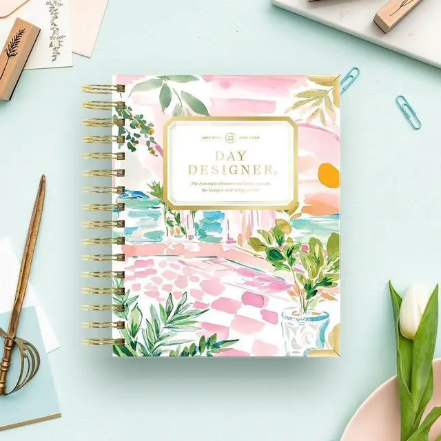 Alt view image 3 of 7 - 2026-2027 Mini Daily Academic Planner, 6"x8.125", Capri | July 2026 - June 2027, Glossy Laminated Cover, Wirebound, Laminated Tabs, Storage Pocket, Stickers & Snap-In Ruler