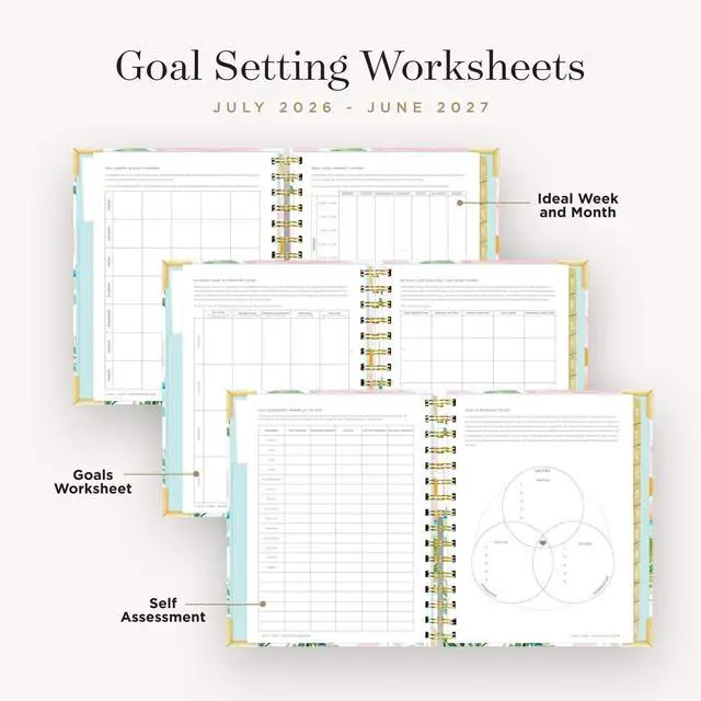 Alt view image 6 of 7 - 2026-2027 Mini Daily Academic Planner, 6"x8.125", Capri | July 2026 - June 2027, Glossy Laminated Cover, Wirebound, Laminated Tabs, Storage Pocket, Stickers & Snap-In Ruler