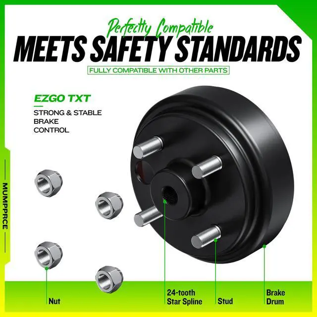 Alt view image 7 of 7 - 2 pcs Golf Cart Brake Drum Hub Assembly, EZGO Brake Drum Hub Assembly for EZGO TXT PDS 1982-up Electric & 1982-1993 2-Cycle Gas Models OEM #19186G1P, Durable, Replacement Part