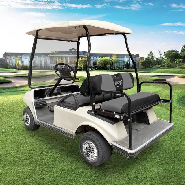 Alt view image 3 of 7 - Golf Cart Front Rear Seat Cover Set for EZGO TXT RXV & Club Car DS 2000-up(Flat Backrest), Made w/ 3D Air Mesh Polyester Fabric Breathable Washable