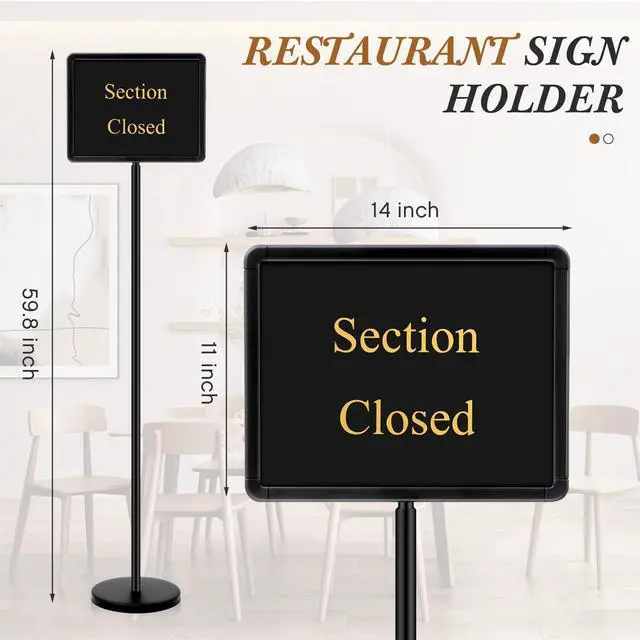 Alt view image 3 of 7 - 11 x 14 Inch Please Seat Yourself Hostess Sign for Restaurant with Stand with 9 Inserts Seating Sign Holder with a Base Sturdy Versatile Yard Advertising Business Store Floor, Black