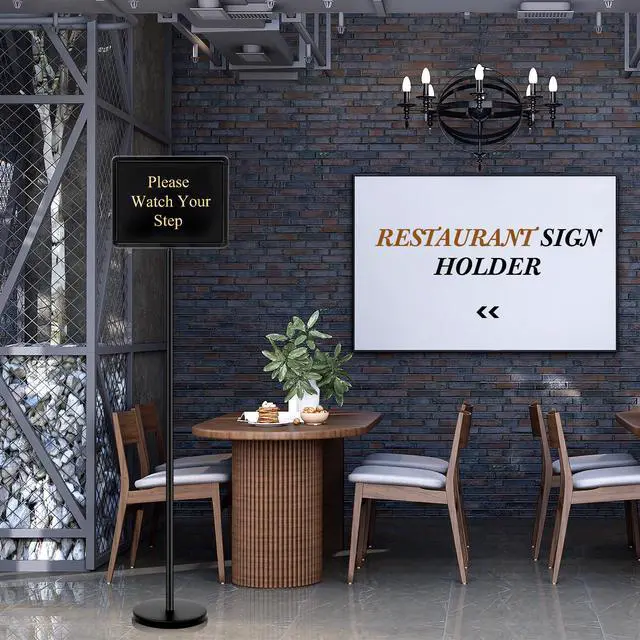 Alt view image 5 of 7 - 11 x 14 Inch Please Seat Yourself Hostess Sign for Restaurant with Stand with 9 Inserts Seating Sign Holder with a Base Sturdy Versatile Yard Advertising Business Store Floor, Black
