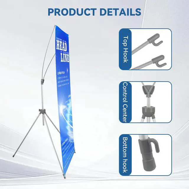 Alt view image 3 of 6 - 4 Pack Adjustable X Banner Stand for Display Banner Holder Stand Adjustable Size 23"X63" to 32"X78" with Carrying Bag Ideal for Mall Promotions Trade Shows