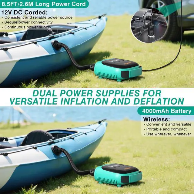 Alt view image 2 of 7 - Paddle Board Pump Electric Sup Air Pump 20PSI Portable, Auto-Off 12V DC Car Connector for Inflator & Deflator Inflatable Stand up Paddle Boards,Boats,Inflators