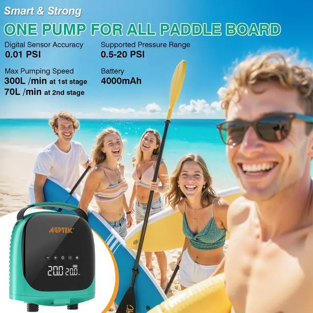 Alt view image 3 of 7 - Paddle Board Pump Electric Sup Air Pump 20PSI Portable, Auto-Off 12V DC Car Connector for Inflator & Deflator Inflatable Stand up Paddle Boards,Boats,Inflators