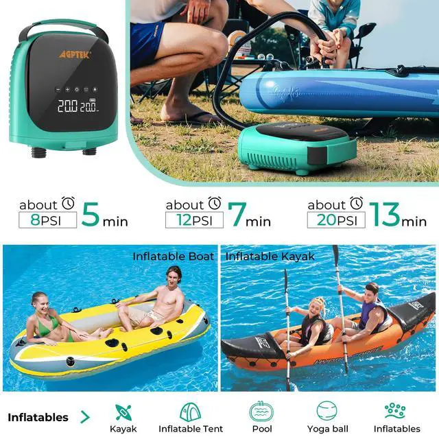 Alt view image 5 of 7 - Paddle Board Pump Electric Sup Air Pump 20PSI Portable, Auto-Off 12V DC Car Connector for Inflator & Deflator Inflatable Stand up Paddle Boards,Boats,Inflators