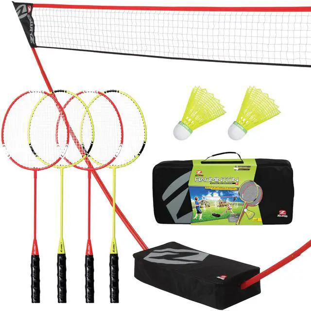 Main image of Portable Badminton Set with Freestanding Base - Sets Up on Any Surface in Seconds - No Tools or Stakes Required
