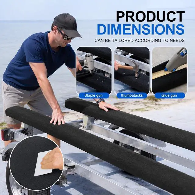 Alt view image 5 of 7 - 16in x 50ft Extra Large Boat Trailer Bunk Carpet - Marine Grade Padding for Boat Trailers Jet Ski Ramps Garages Docks Bunk Board Carpet