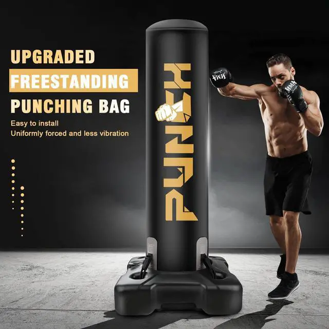 Alt view image 2 of 7 - Heavy Boxing Bag with Stand for Adult Teens, Freestanding Inflatable Punching Bag with Gloves, Men Women Stand Kickboxing Boxing Set for Martial Arts MMA Home Gym Exercise Training Equipment